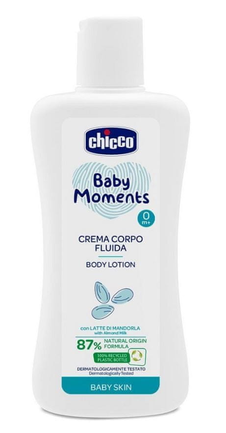 Chicco tělové mléko Baby Moments 87 % přírodních složek 200 ml
